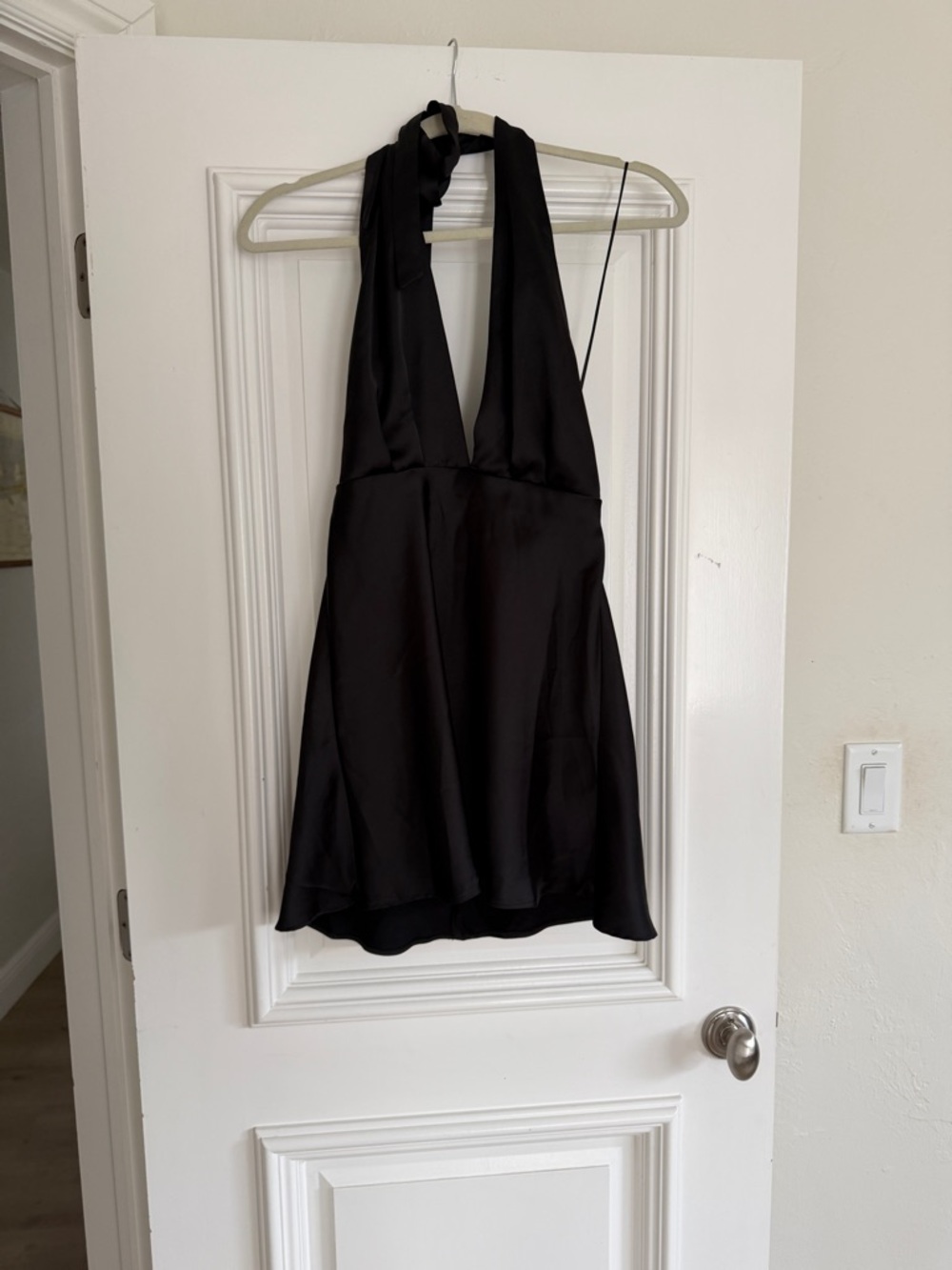 Zara Black Satin Halter Dress